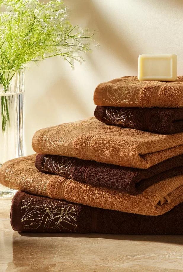 Набор из 6-ти махровых полотенец Листья