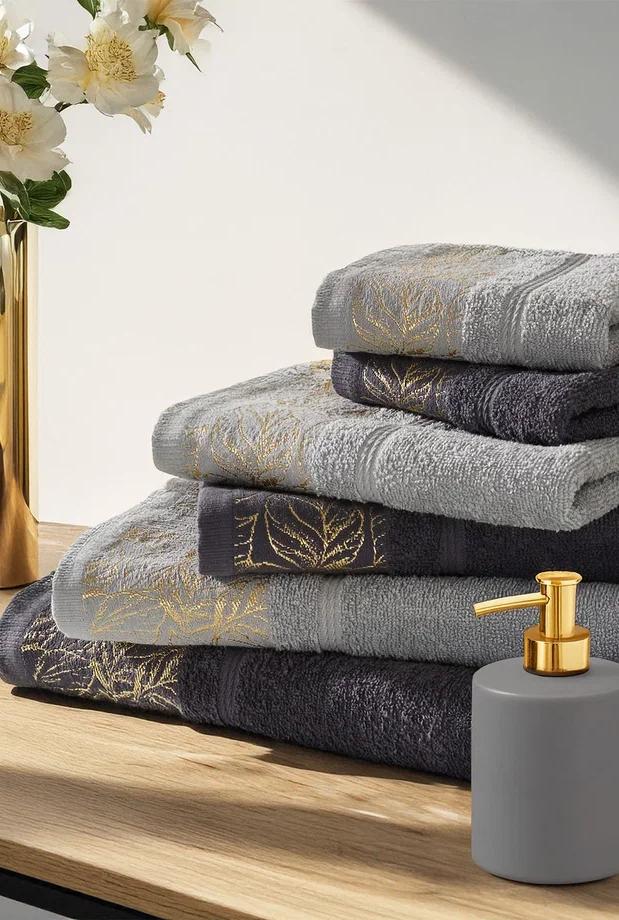 Набор из 6-ти махровых полотенец Листья