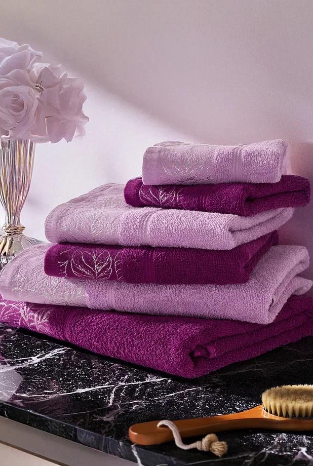 Набор из 6-ти махровых полотенец Листья